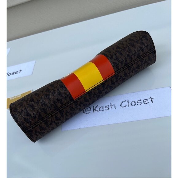 Michael Kors pencil case small MK signature stripe poppy multi - Picture 5 of 8